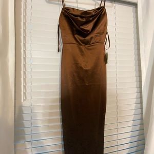 Windsor chocolate brown maxi slit dress